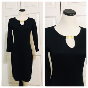 Calvin Klein Black Sweater Dress with Gold Accent